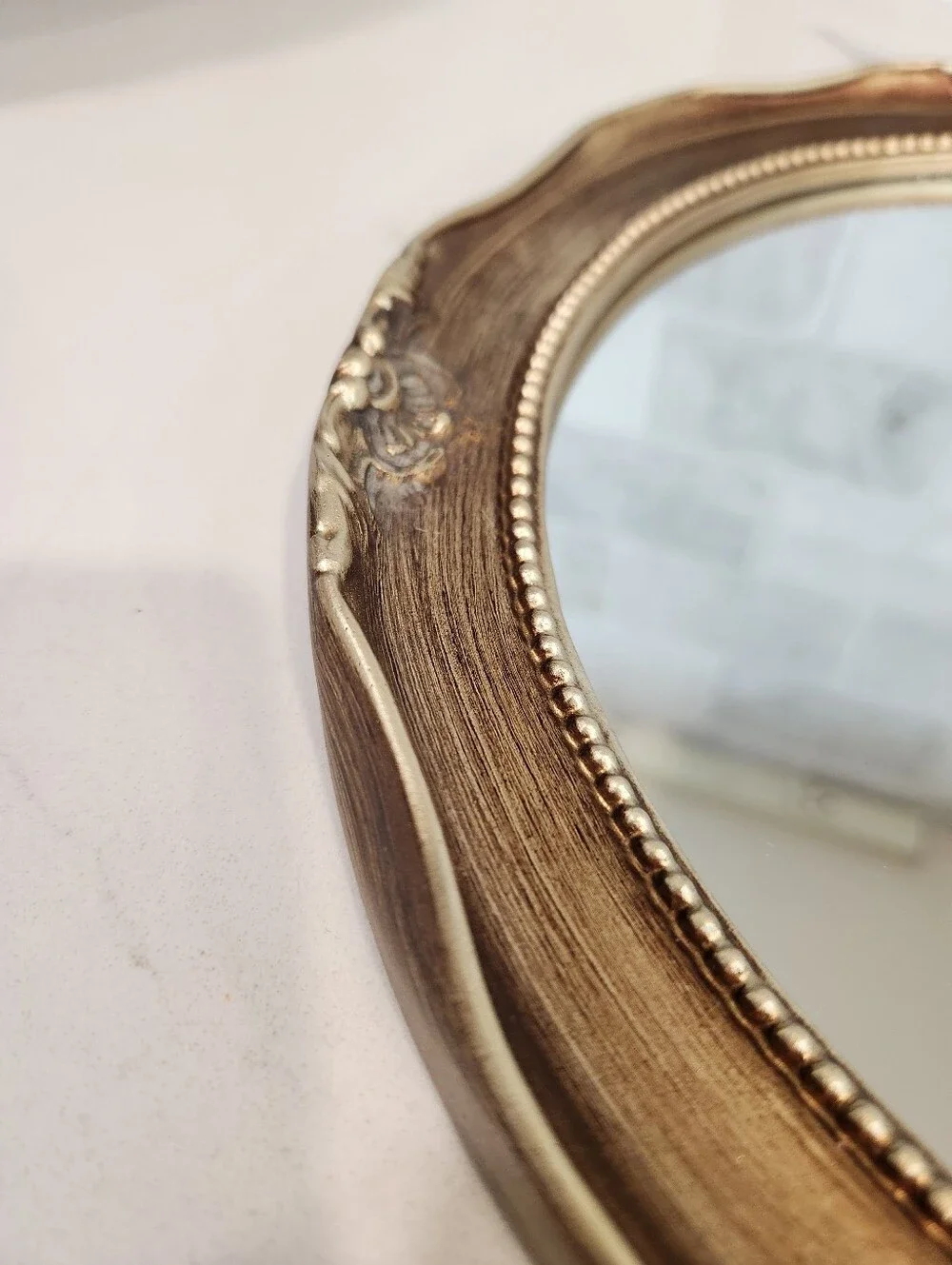 12' Gold Tone Wooden Circular Mirror